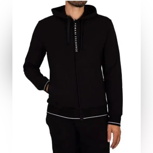 Armani Exchange Black Zip-Up Hoodie - Picture 1 of 4